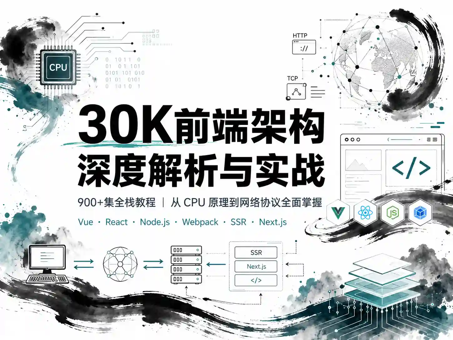 30K前端架构深度解析与实战全栈教程 900+集课程从CPU原理到网络协议全面掌握