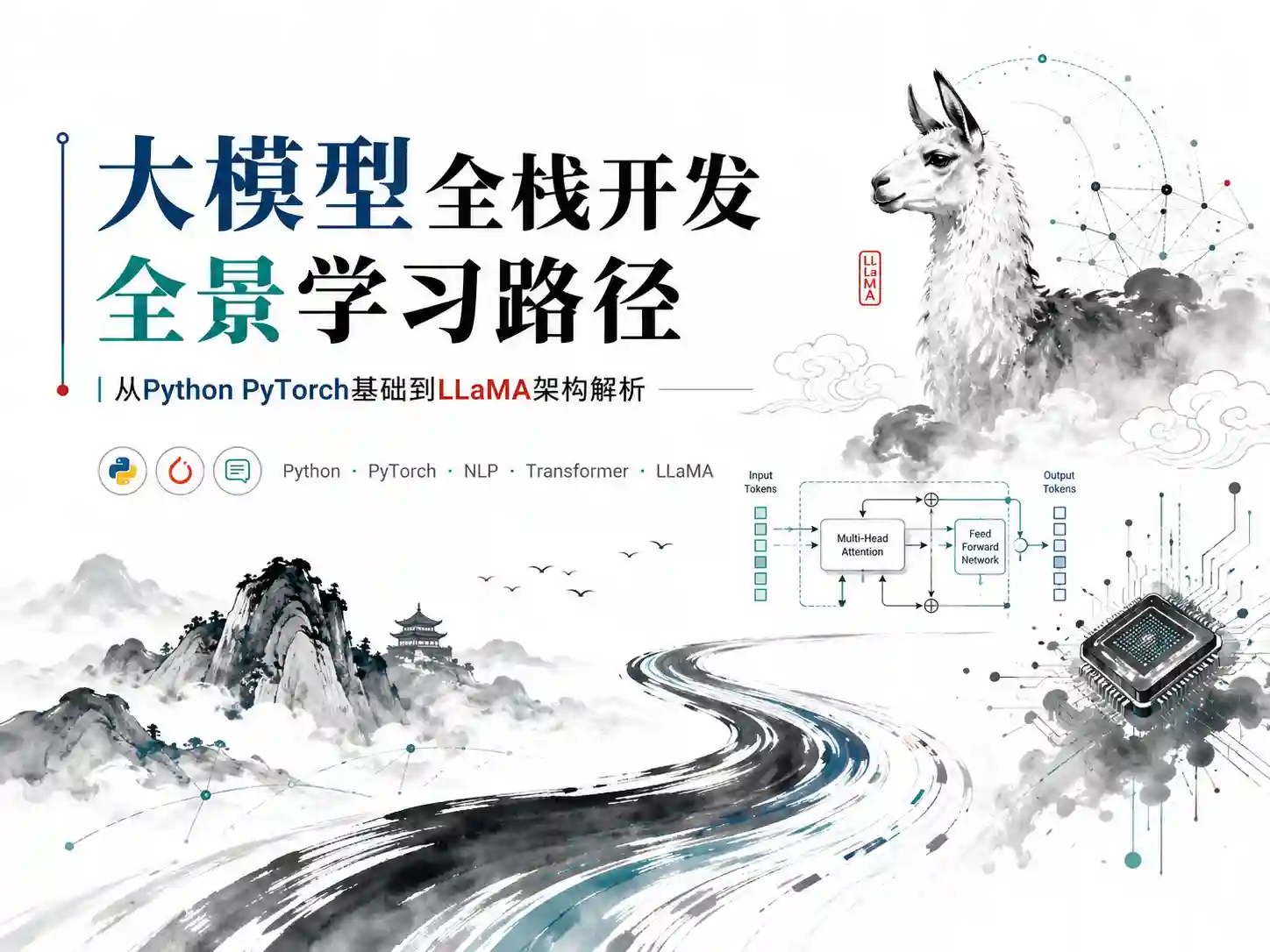 大模型全栈开发全景学习路径 从python/PyTorch到LLaMA架构解析 私有模型训练与部署