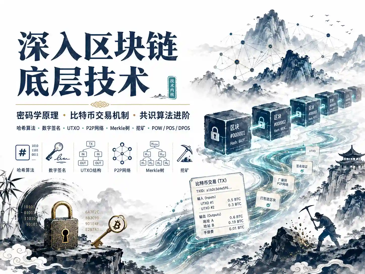 深入区块链底层技术 密码学原理 比特币交易机制与共识算法进阶 区块链技术精髓全攻略