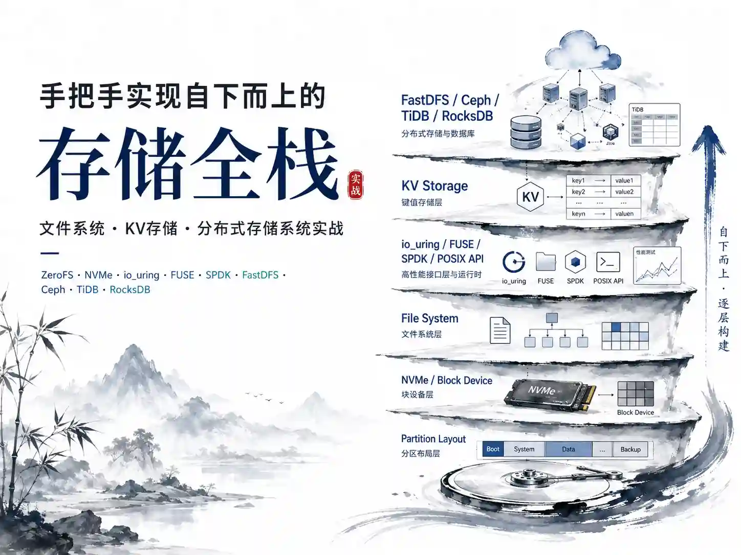 存储全栈核心技术深度剖析 NVMe/SPDK/io_uring/FUSE/RocksDB/Ceph/TiDB实战精讲