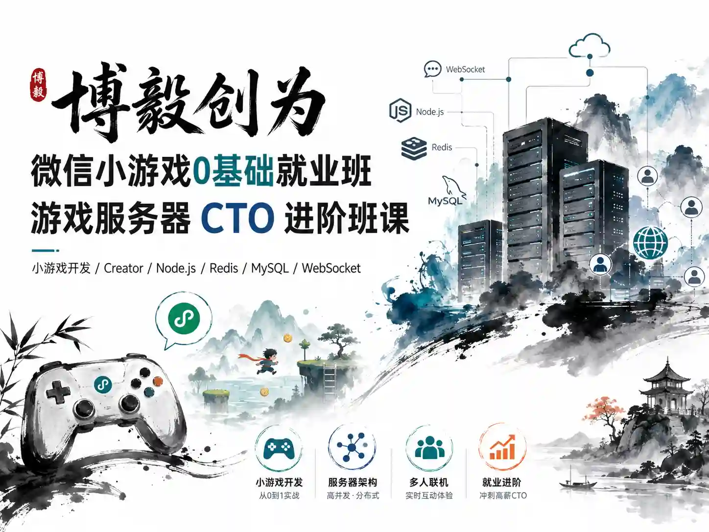 博毅创为-微信小游戏0基础就业班+游戏服务器CTO进阶班课