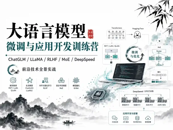 大语言模型微调与应用开发训练营—ChatGLM LLaMA RLHF MoE DP前沿技术全景实战