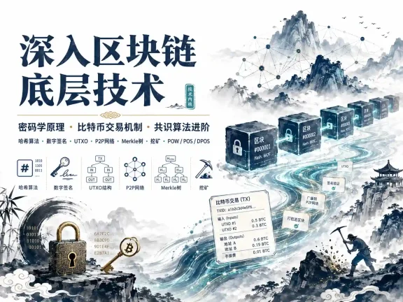 深入区块链底层技术 密码学原理 比特币交易机制与共识算法进阶 区块链技术精髓全攻略